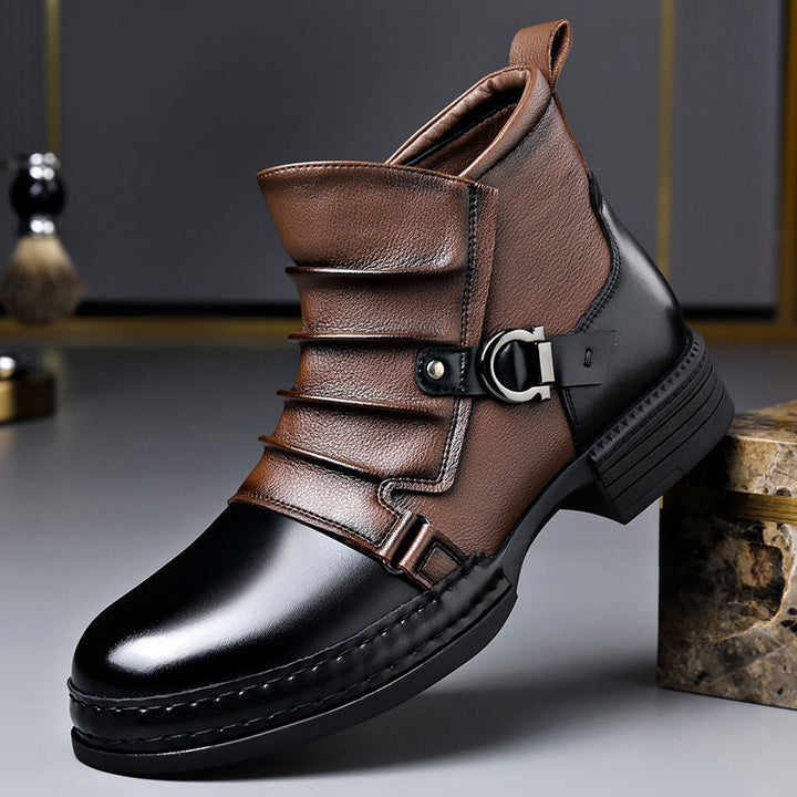Harvey - Men's Two-Tone Lace-Up Ankle Boots with Buckle Detail