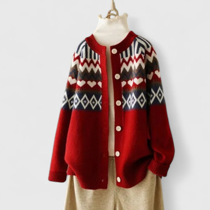 Hazel - Women's Patterned Button-Front Cardigan