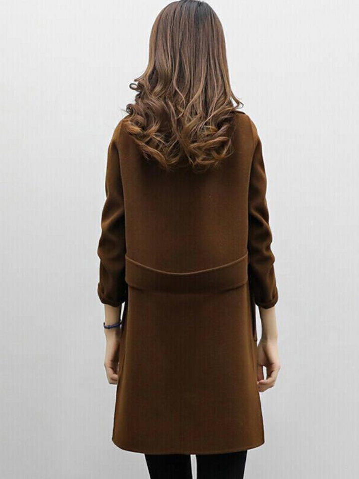 Isadora - Women's Double-Breasted Longline Coat with Notch Lapel