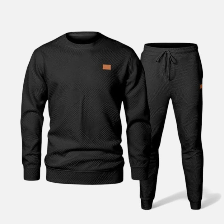 Jack - Men's Textured Crewneck Sweatsuit with Drawstring Joggers