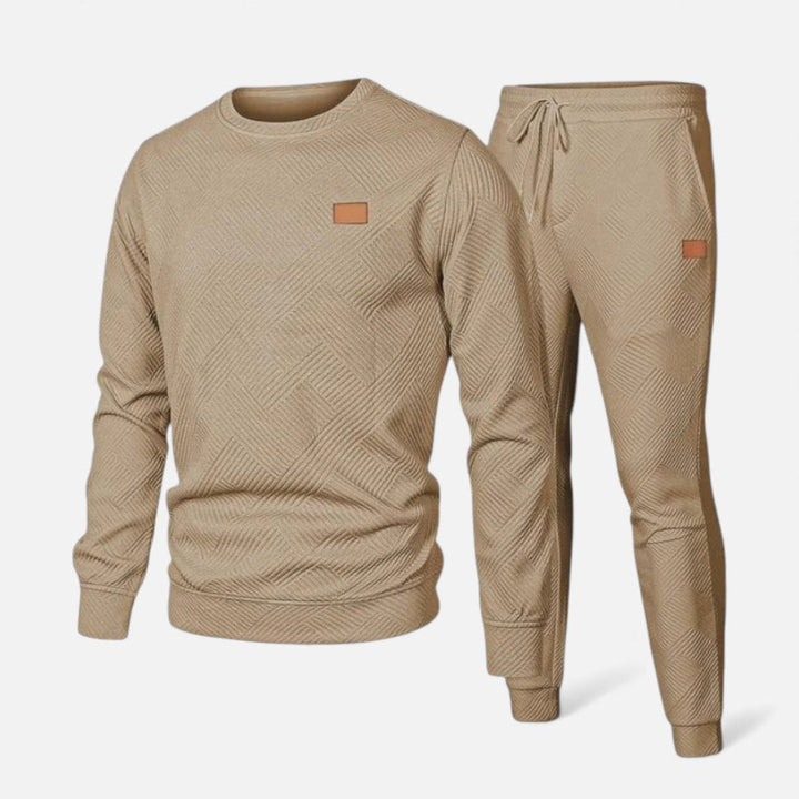 Jack - Men's Textured Crewneck Sweatsuit with Drawstring Joggers