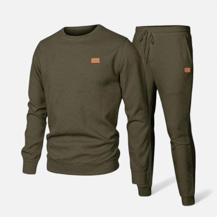 Jack - Men's Textured Crewneck Sweatsuit with Drawstring Joggers