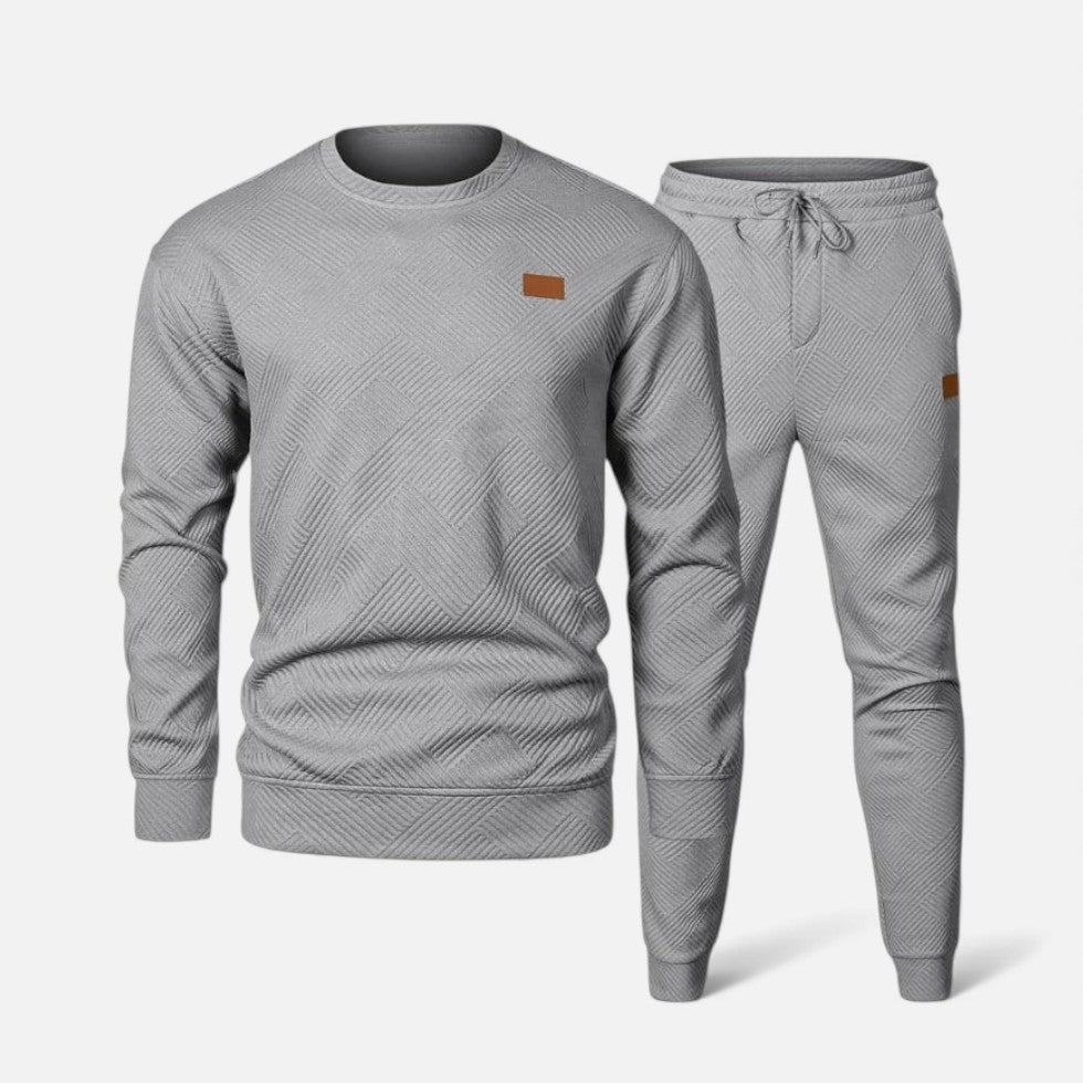 Jack - Men's Textured Crewneck Sweatsuit with Drawstring Joggers