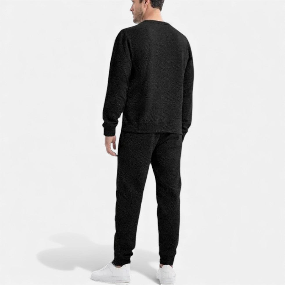 Jack - Men's Textured Crewneck Sweatsuit with Drawstring Joggers
