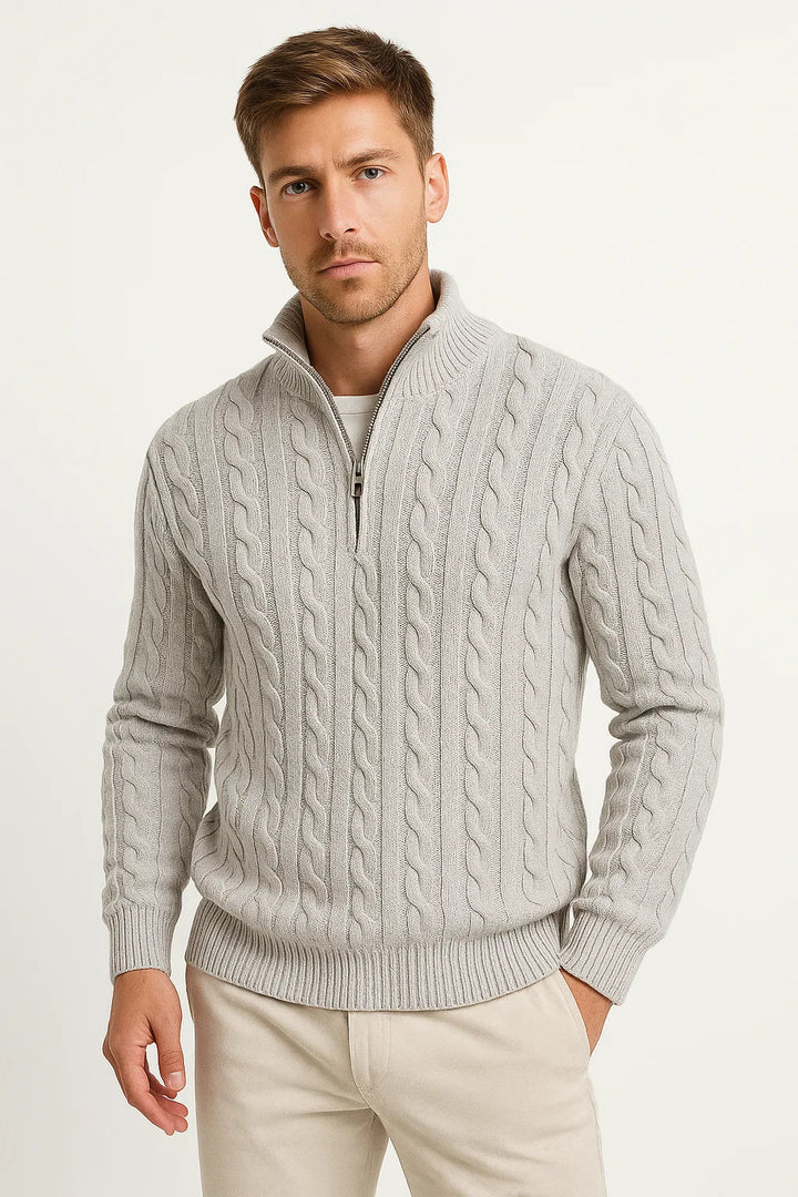 Joshua - Men's Cable-Knit Quarter-Zip Pullover