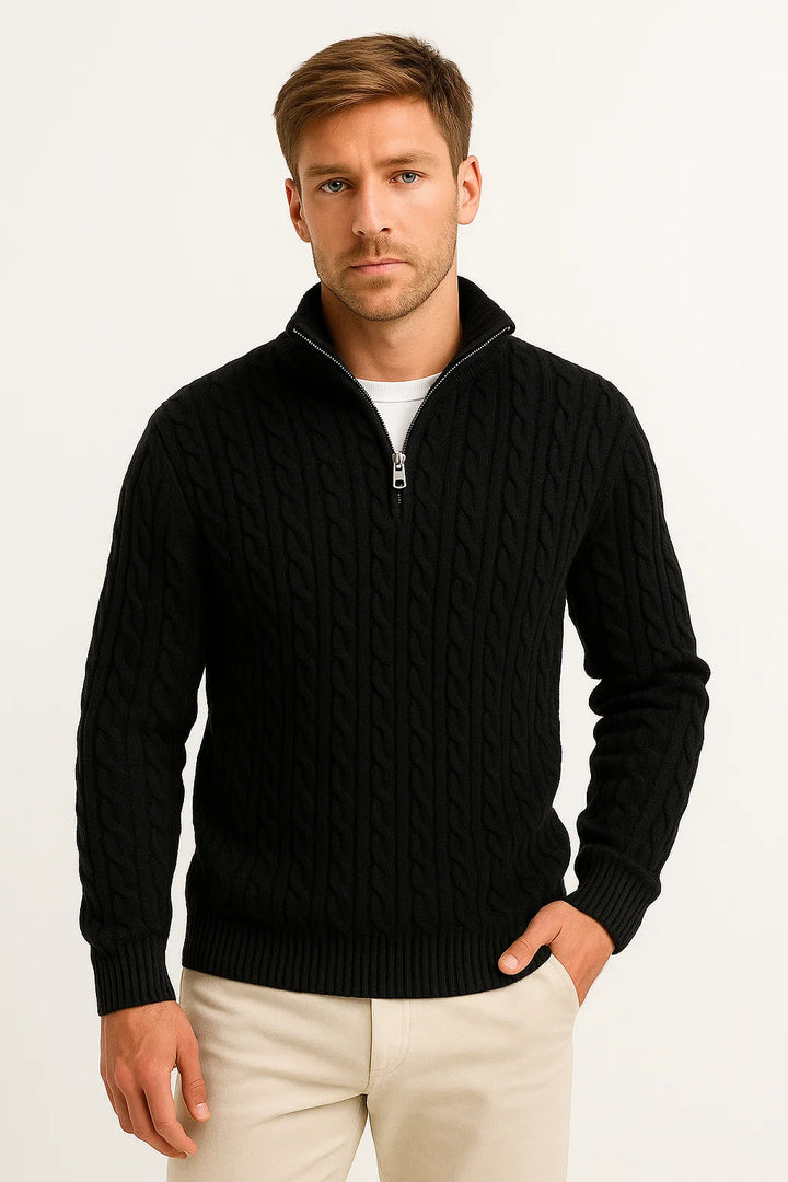 Joshua - Men's Cable-Knit Quarter-Zip Pullover