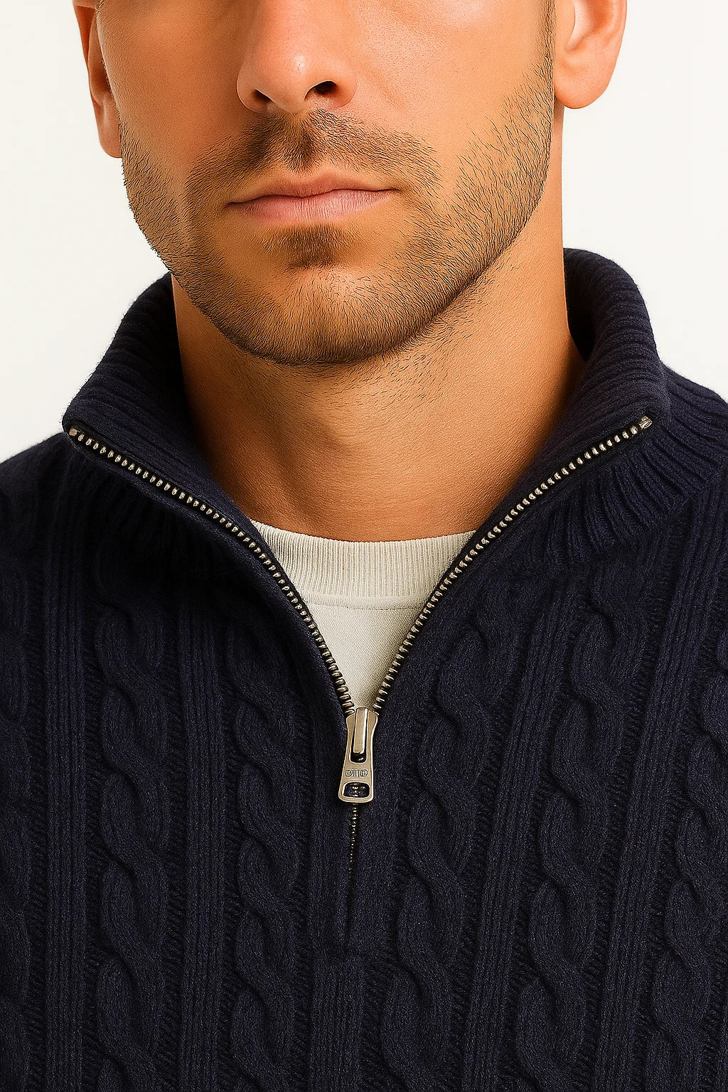 Joshua - Men's Cable-Knit Quarter-Zip Pullover