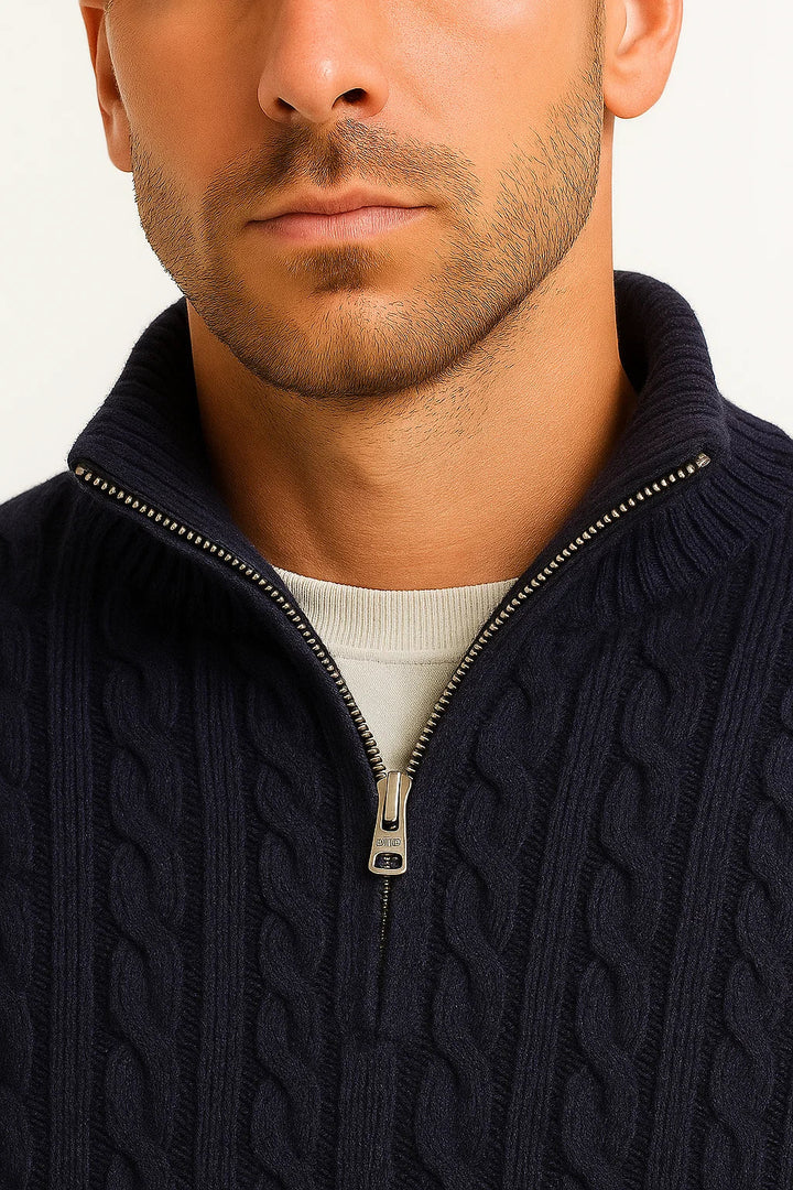 Joshua - Men's Cable-Knit Quarter-Zip Pullover