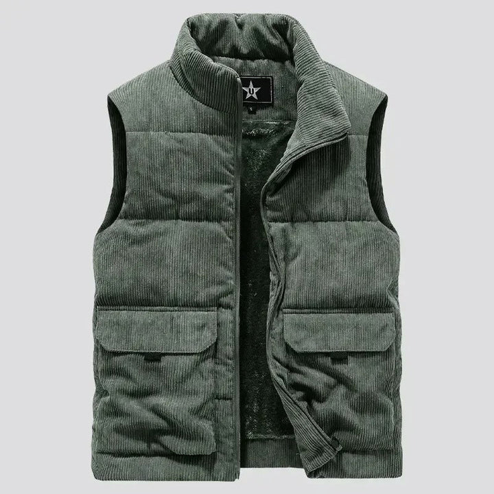 Kellan - Men's Corduroy Puffer Vest with Cargo Pockets