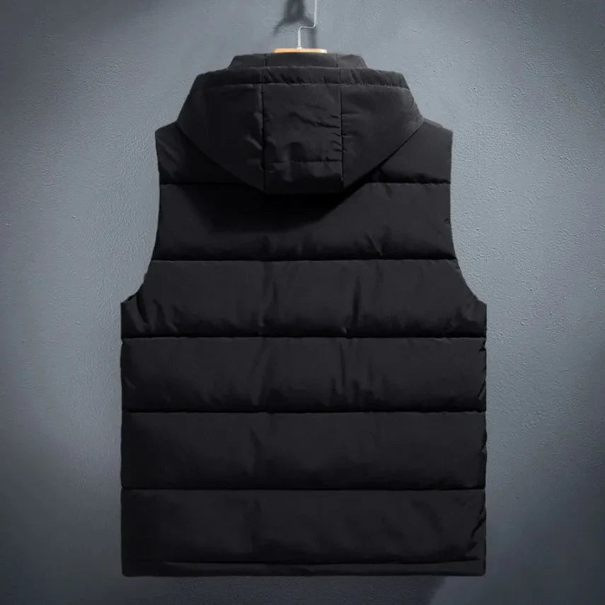 Kevin - Men's Hooded Puffer Vest with Cargo Pockets