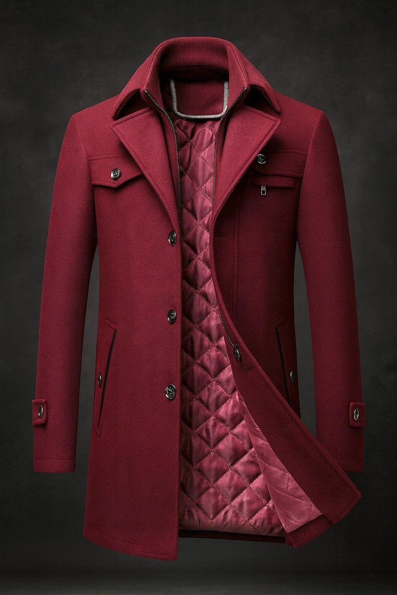 Kieran - Men's Button-Front Wool Coat with Quilted Lining
