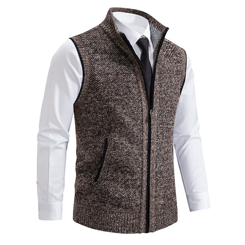 Louie - Men's Men's Textured Knit Zip-Up Vest