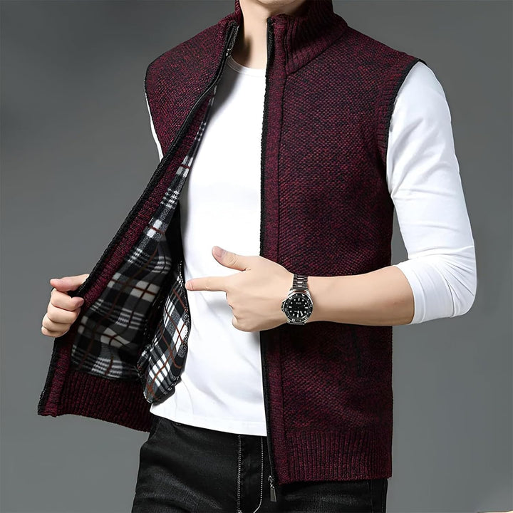 Louie - Men's Men's Textured Knit Zip-Up Vest