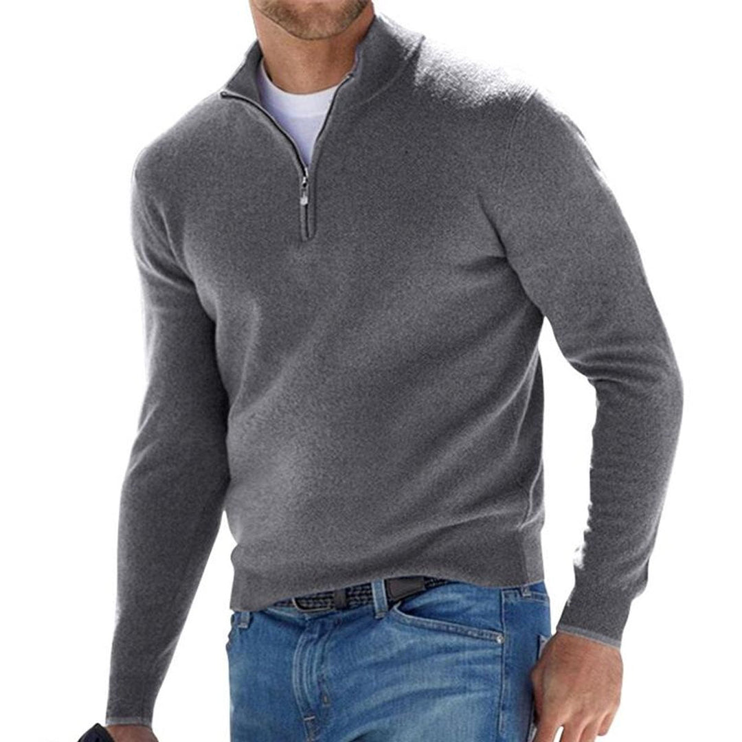 Lucian - Men's Half-Zip Knit Sweater with Ribbed Trim
