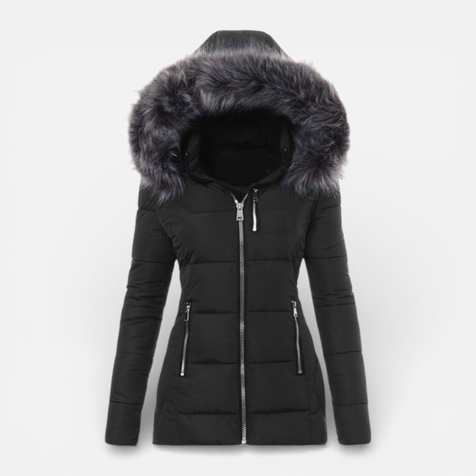 Lucinda - Women's Quilted Puffer Jacket with Faux-Fur Hood Trim