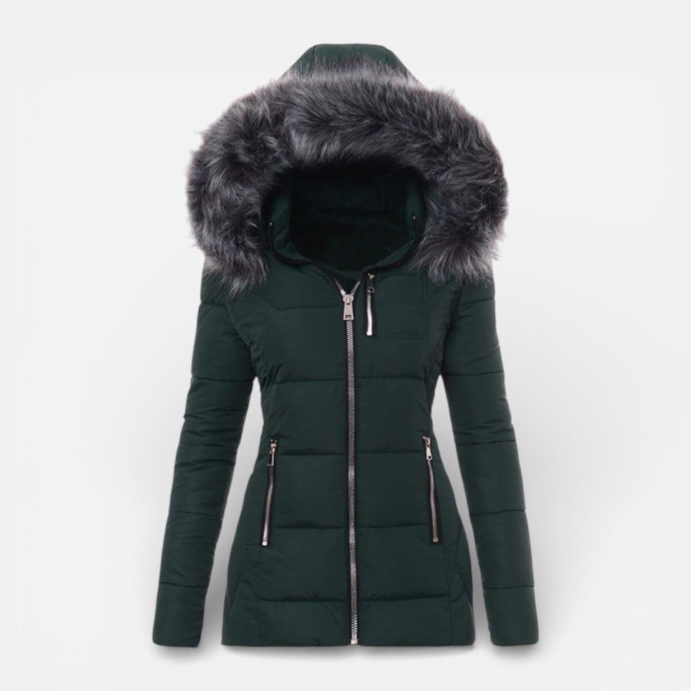 Lucinda - Women's Quilted Puffer Jacket with Faux-Fur Hood Trim
