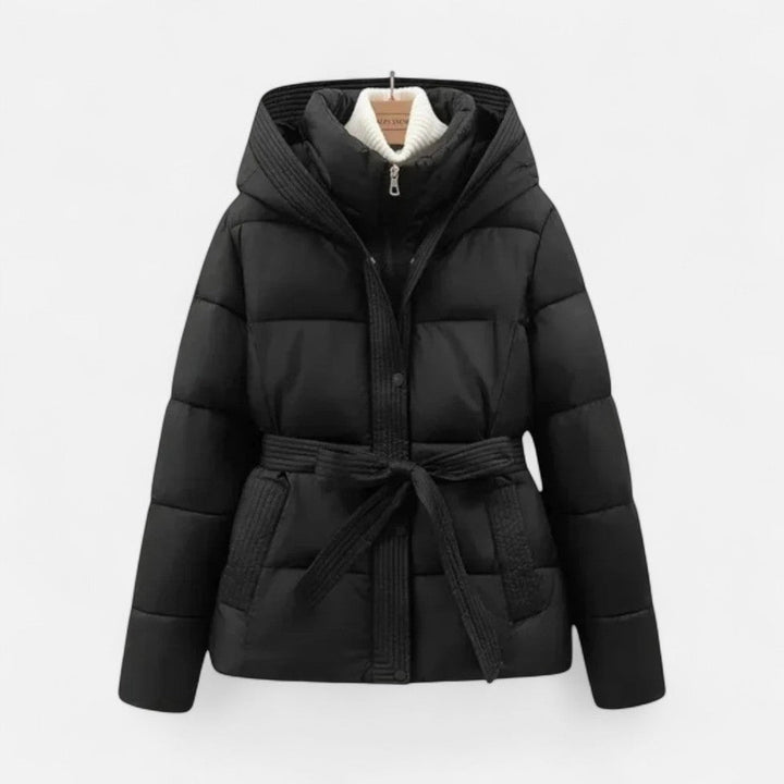 Macey - Women's Quilted Puffer Jacket with Belted Waist