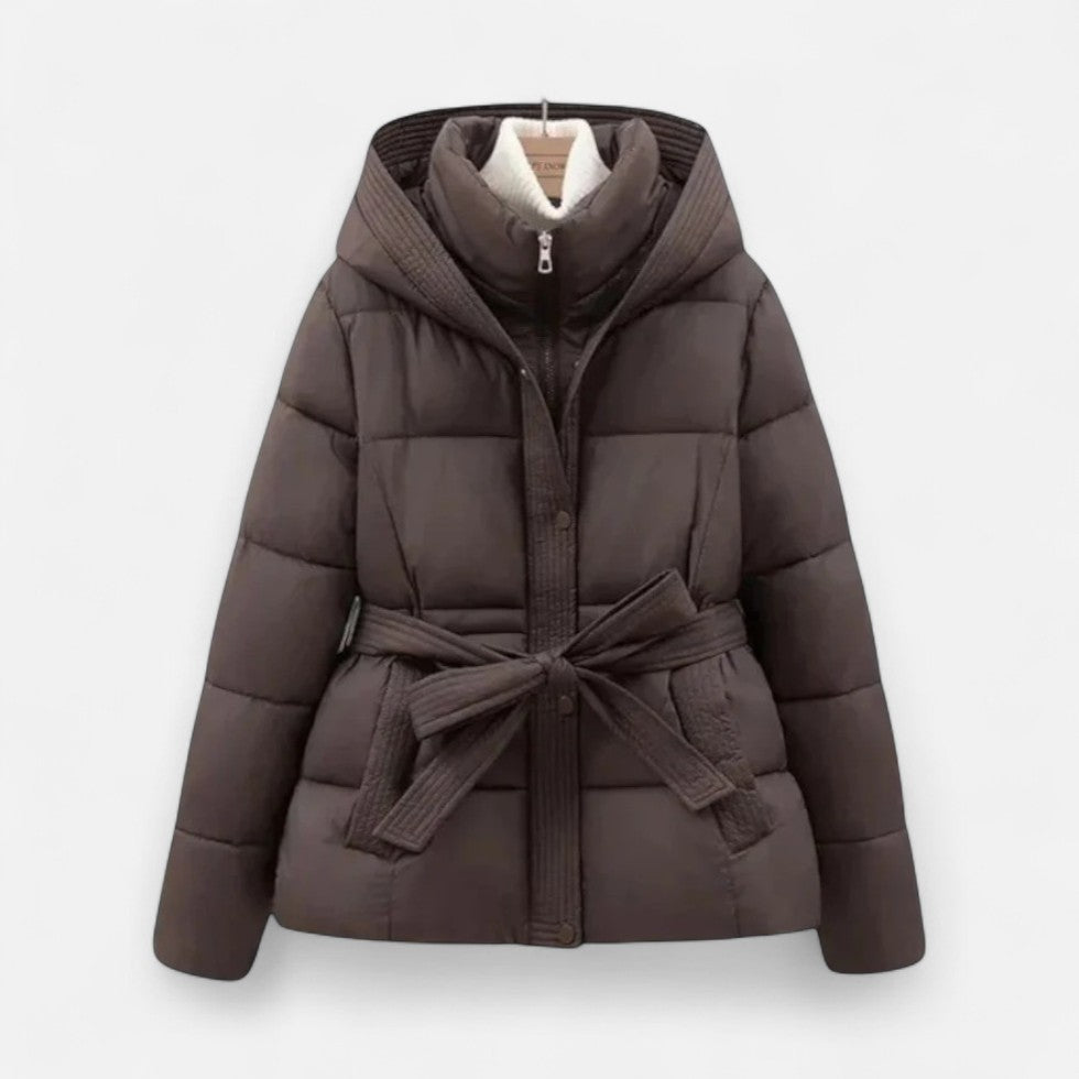 Macey - Women's Quilted Puffer Jacket with Belted Waist