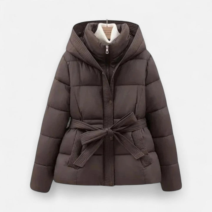 Macey - Women's Quilted Puffer Jacket with Belted Waist