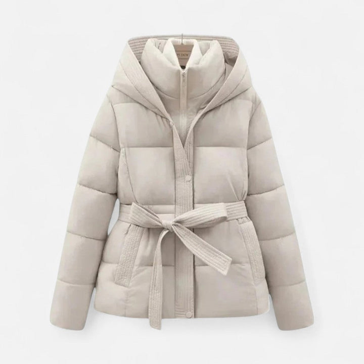 Macey - Women's Quilted Puffer Jacket with Belted Waist