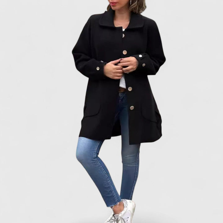Margot - Women's Notch-Collar Wool Coat with Button Closure