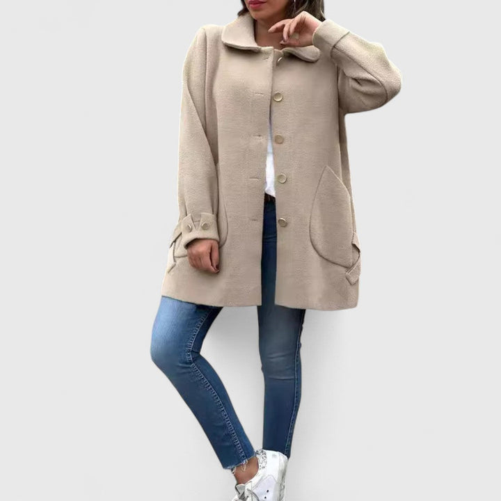 Margot - Women's Notch-Collar Wool Coat with Button Closure