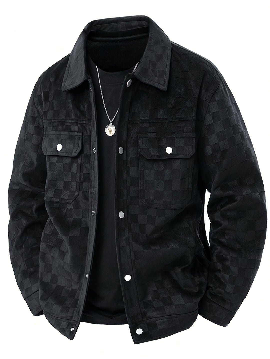 Mark - Men's Checkered Button-Front Utility Jacket