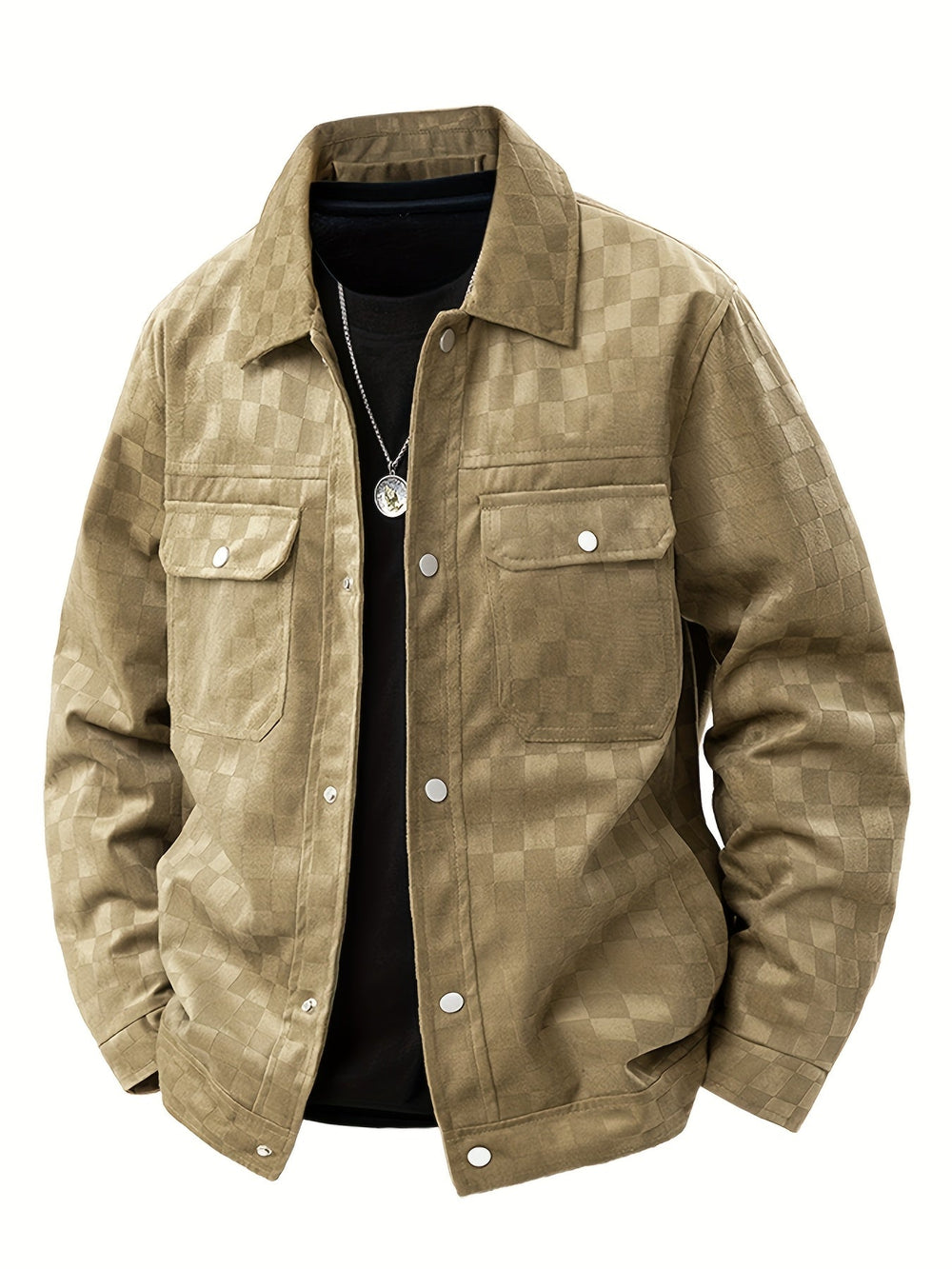 Mark - Men's Checkered Button-Front Utility Jacket