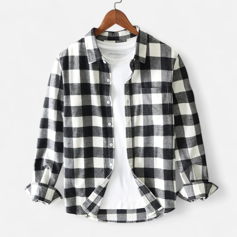 Mark - Men's Plaid Flannel Shirt with Long Sleeves