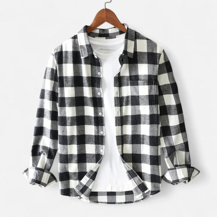 Mark - Men's Plaid Flannel Shirt with Long Sleeves