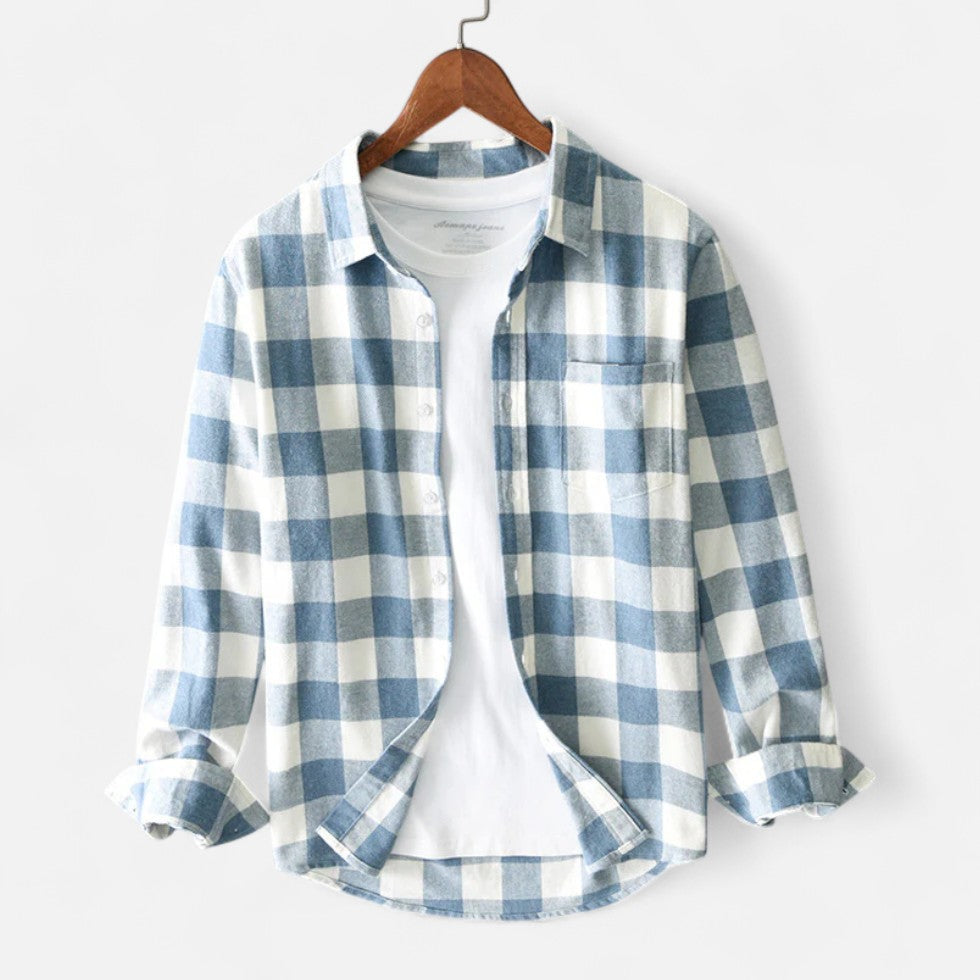Mark - Men's Plaid Flannel Shirt with Long Sleeves