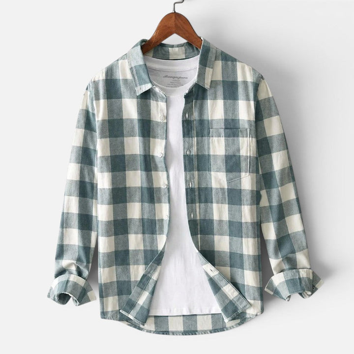 Mark - Men's Plaid Flannel Shirt with Long Sleeves