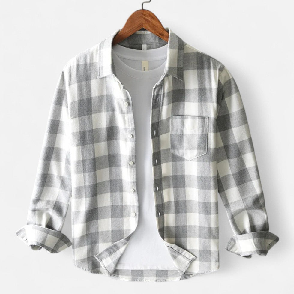 Mark - Men's Plaid Flannel Shirt with Long Sleeves