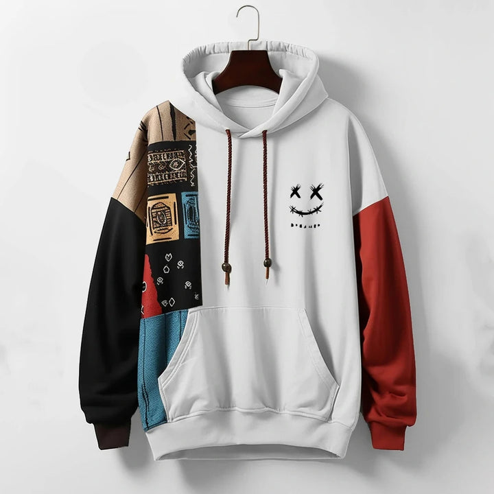 Quinton - Men's Patchwork Colorblock Hoodie with Drawstring