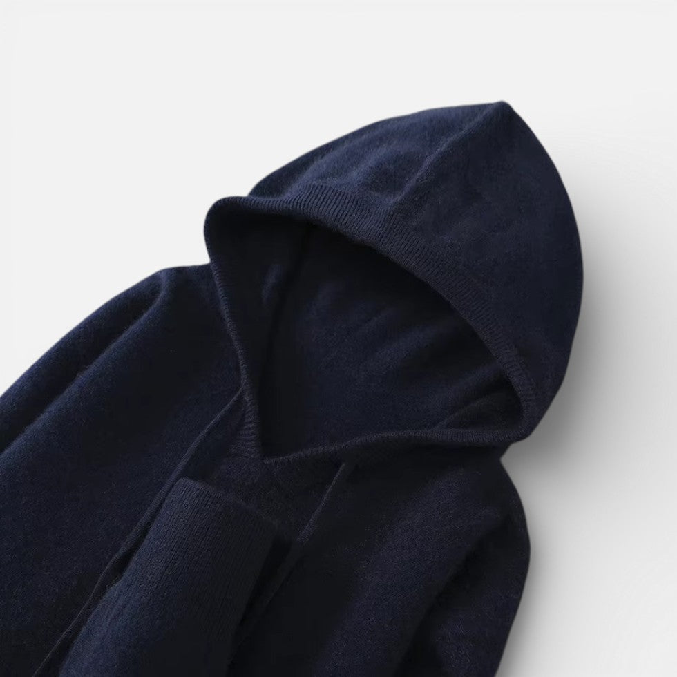 Rose - Women's Cashmere Hoodie with Ribbed Cuffs