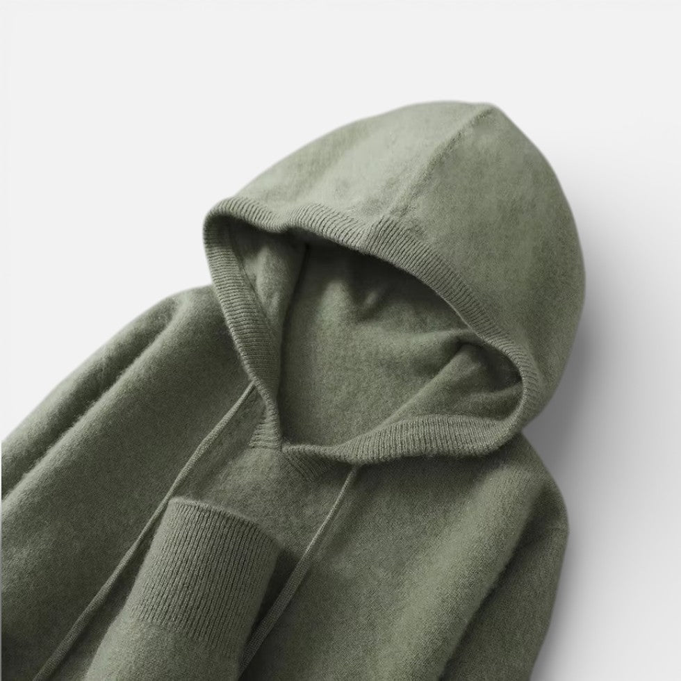 Rose - Women's Cashmere Hoodie with Ribbed Cuffs