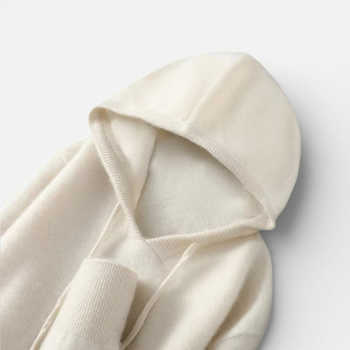 Rose - Women's Cashmere Hoodie with Ribbed Cuffs