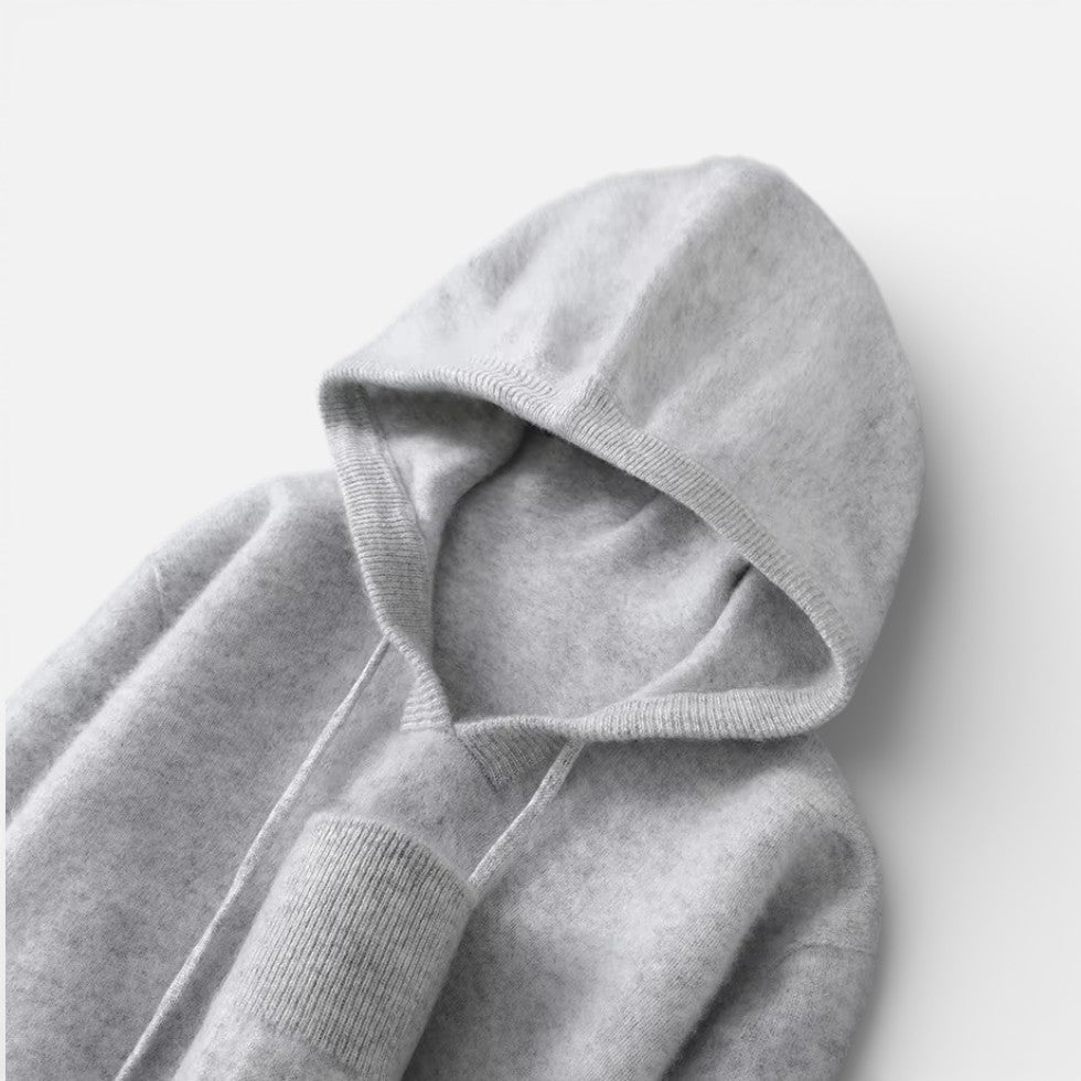 Rose - Women's Cashmere Hoodie with Ribbed Cuffs