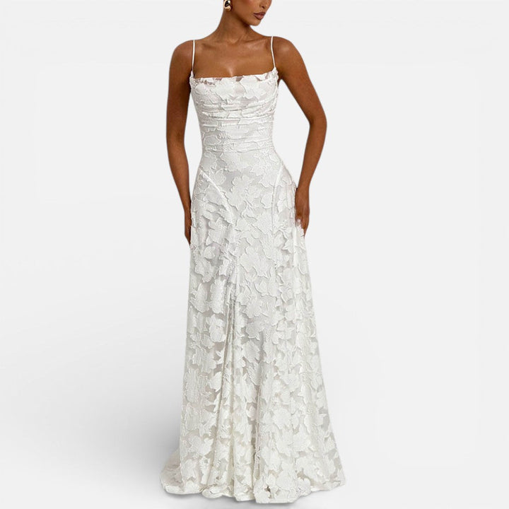 Rosemary - Women's Lace Maxi Dress with Spaghetti Straps