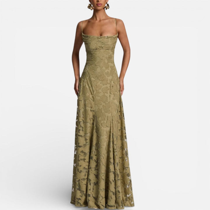 Rosemary - Women's Lace Maxi Dress with Spaghetti Straps