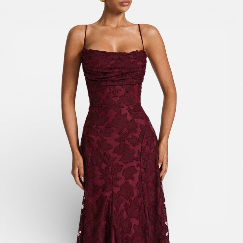 Rosemary - Women's Lace Maxi Dress with Spaghetti Straps