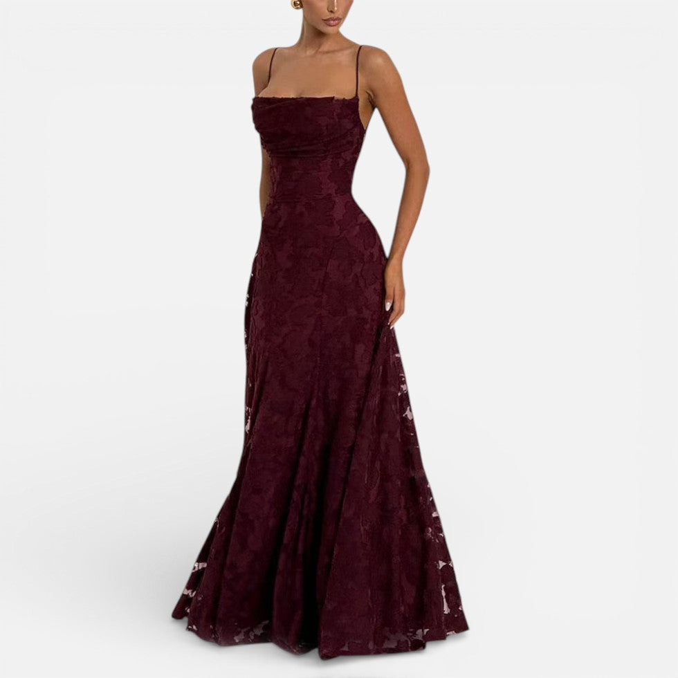 Rosemary - Women's Lace Maxi Dress with Spaghetti Straps