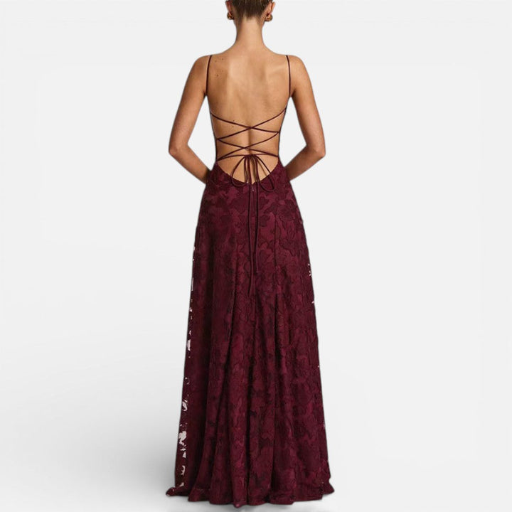 Rosemary - Women's Lace Maxi Dress with Spaghetti Straps