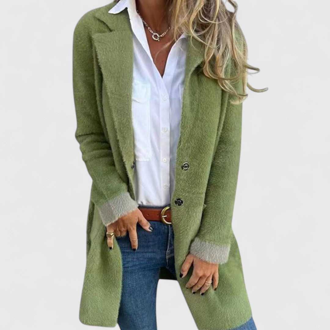 Thea - Women's Longline Button-Front Cardigan