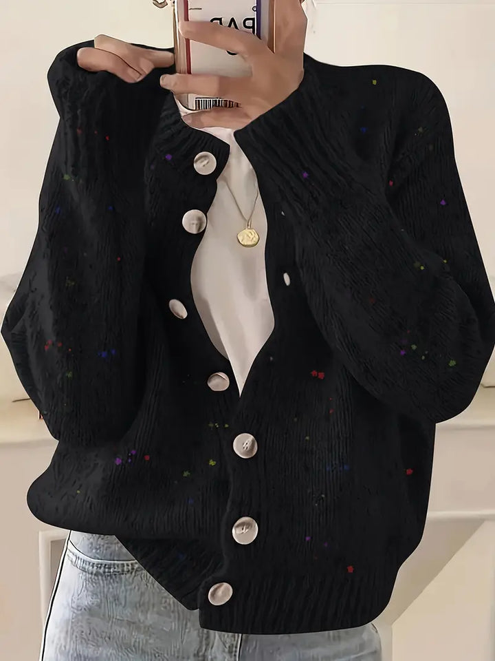 Thessaly - Women's Chunky Button-Front Cable Knit Cardigan