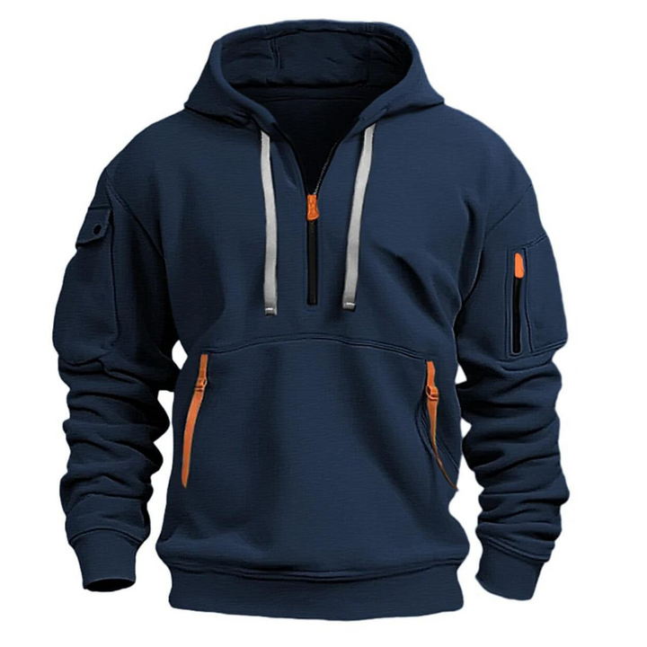 Tobias - Men's Half-Zip Hoodie with Cargo Pockets