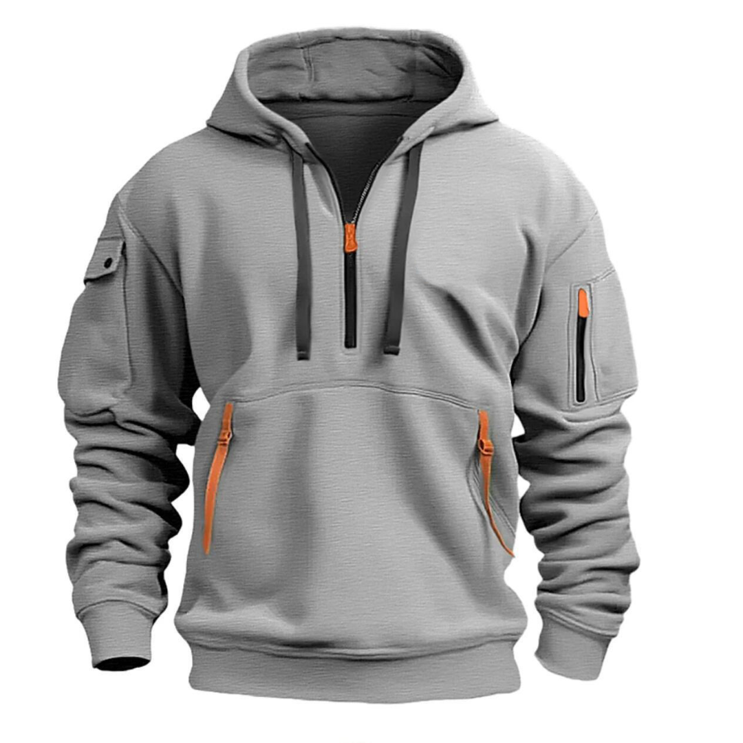 Tobias - Men's Half-Zip Hoodie with Cargo Pockets