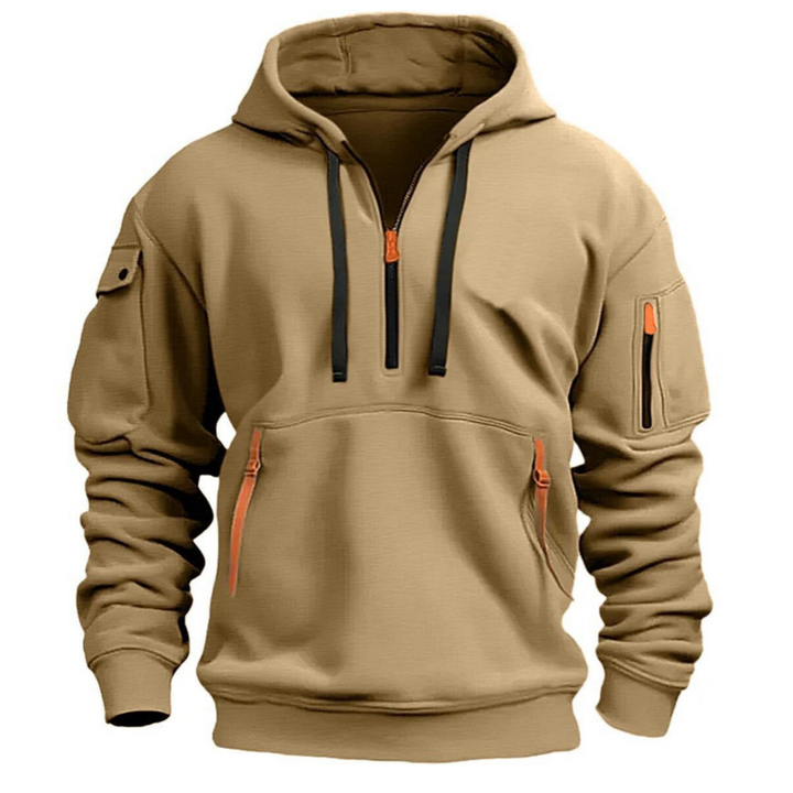 Tobias - Men's Half-Zip Hoodie with Cargo Pockets