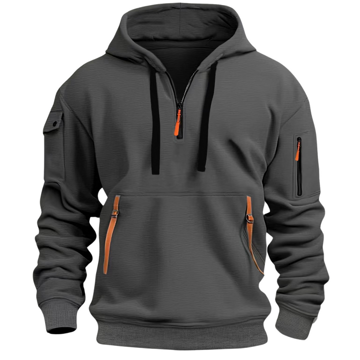 Tobias - Men's Half-Zip Hoodie with Cargo Pockets