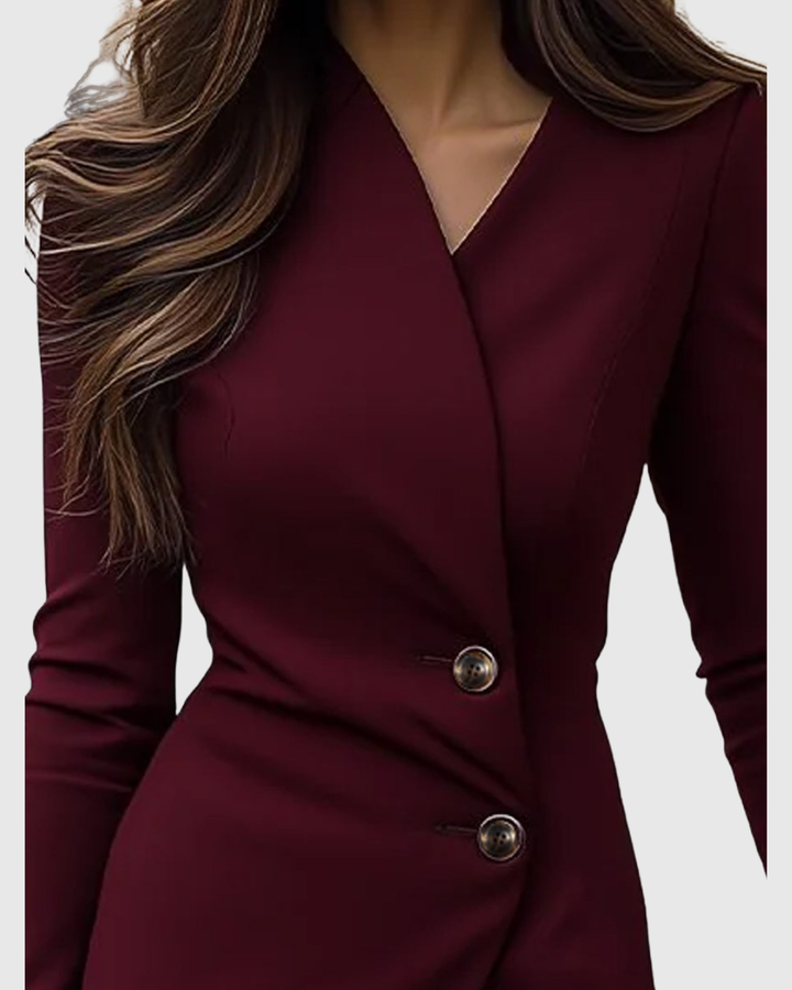 Venetia - Women's Asymmetrical Button-Front Wrap Midi Dress